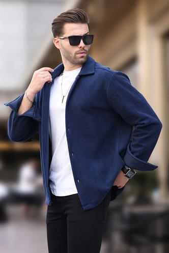 Lacivert Düğmeli Erkek Polar Gömlek 6753