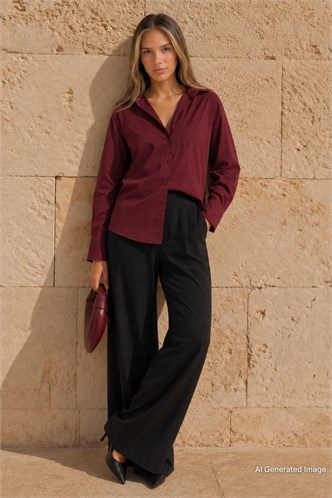 Bordo Basic Kadın Gömlek Mg2355