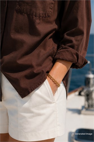 Kahverengi Basic Kadın Gömlek Mg2355