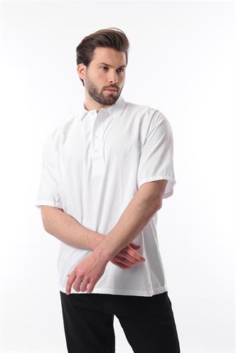 Beyaz Oversize Rahat Kesim Kısa Kollu Gömlek 6744