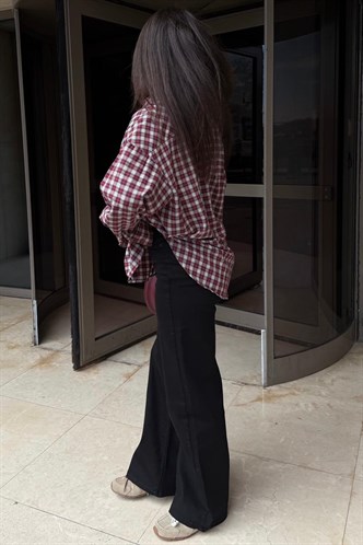 Kırmızı Oversize Kareli Kadın Gömlek MG2822