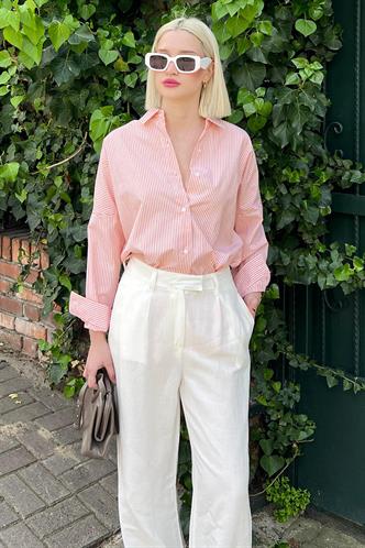 Orange Striped Over Fit Shirt MG1525