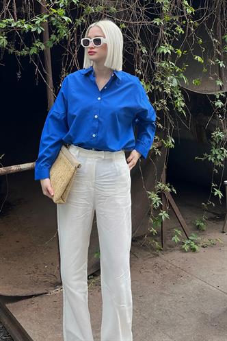 Mad Girls Oversize Saxe Blue Shirt MG1369