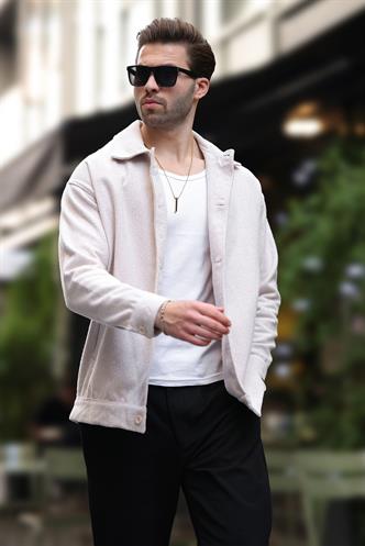 Bej Desenli Cepli Erkek Ceket Gömlek 6756