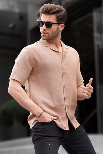 Camel Kısa Kollu Erkek Gömlek 6706