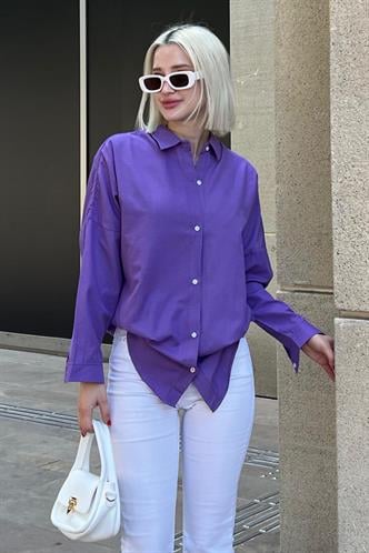 Mad Girls Oversize Purple Shirt MG1369