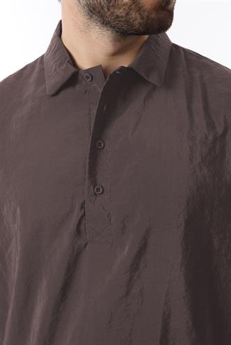 Füme Oversize Rahat Kesim Kısa Kollu Gömlek 6744