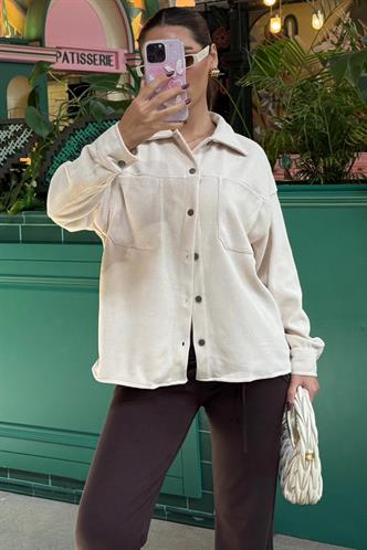 Bej Cep Detaylı Kadın Gömlek MG2241