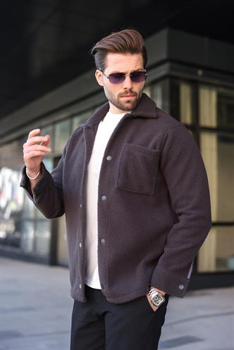 Antrasit Çıt Kapamalı Yandan Cepli Erkek Gömlek Ceket E6769