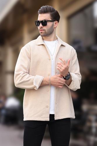 Bej Düğmeli Erkek Polar Gömlek 6753