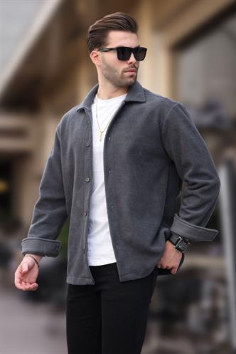 Füme Düğmeli Erkek Polar Gömlek 6753