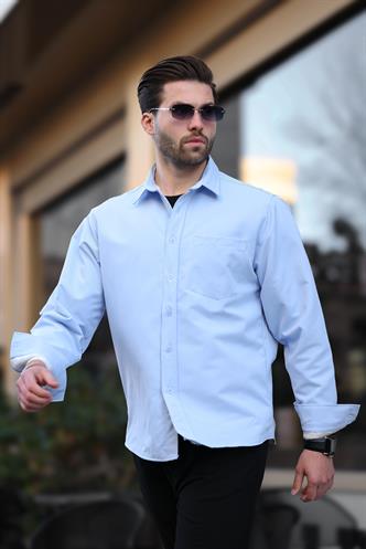 Mavi İçi Polarlı Erkek Gömlek E6759