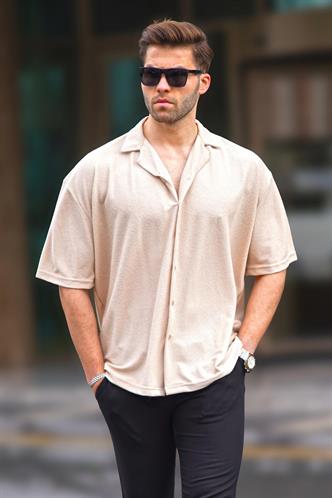 Bej Kısa Kollu Erkek Gömlek 6736