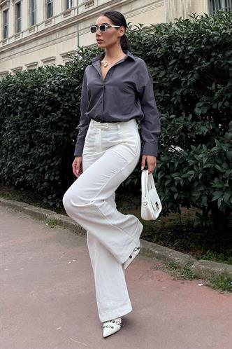 Antrasit Basic Kadın Gömlek Mg2355