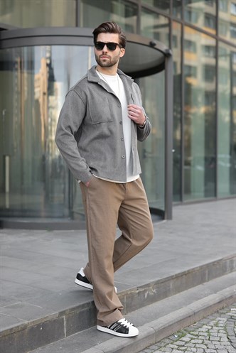 Antrasit Cepli Basic Erkek Polar Gömlek E6764