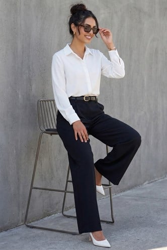 Beyaz Modern Kesim Kadın Gömlek MG2674