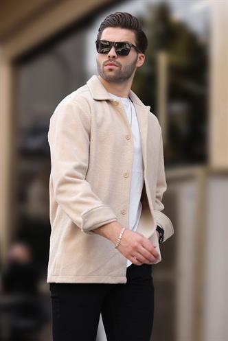 Bej Düğmeli Erkek Polar Gömlek 6753