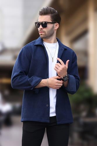 Lacivert Düğmeli Erkek Polar Gömlek 6753