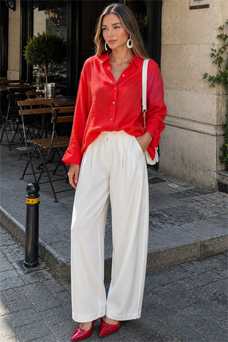 Fuşya Muslin Kumaş Basic Kadın Gömlek MG1660