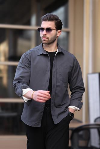 Antrasit İçi Polarlı Erkek Gömlek E6759