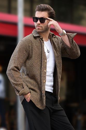 Sarı Desenli Erkek Ceket Gömlek E6755