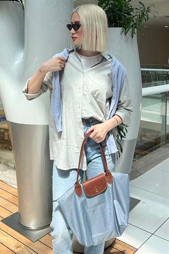 Gray Oversize Basic Poplin Shirt MG1530