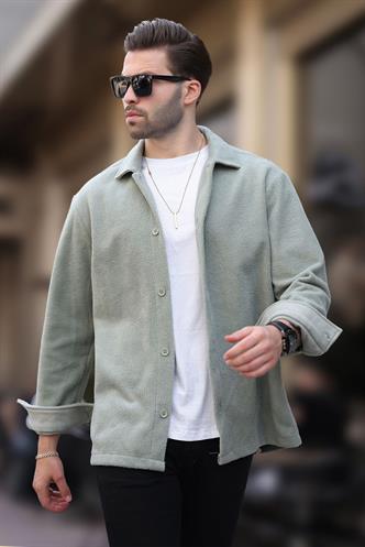 Mint Yeşili Düğmeli Erkek Polar Gömlek 6753