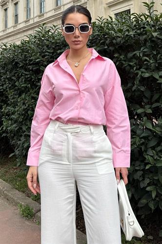 Pembe Basic Kadın Gömlek Mg2355