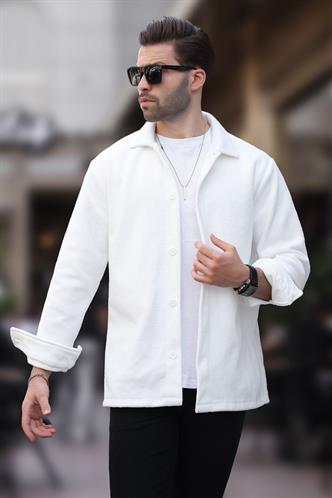 Beyaz Düğmeli Erkek Polar Gömlek 6753