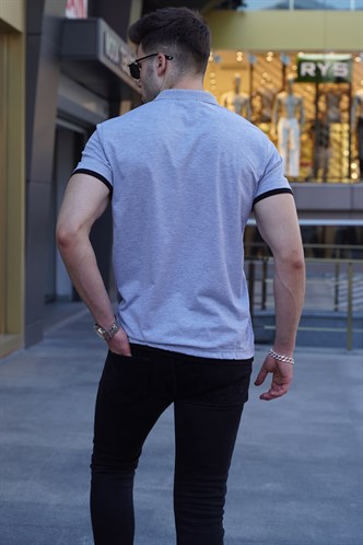 Gri Basic Polo Yaka Tişört 5885