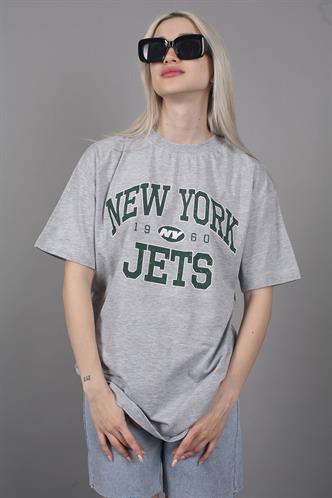 Women Printed Oversize Gray T-Shirt MG1226