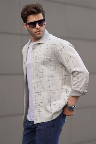 Gri Desenli Regular Fit Erkek Gömlek 6722