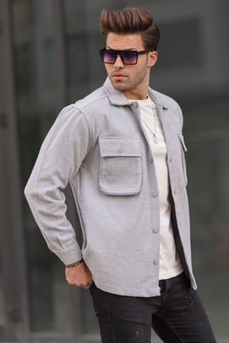 Gri Oversize Oduncu Erkek Gömlek 6709