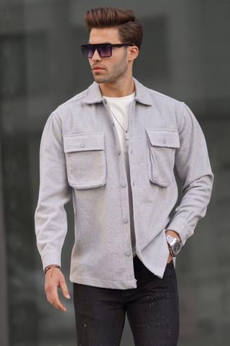 Gri Oversize Oduncu Erkek Gömlek 6709