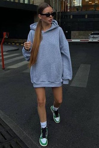 Marl Gray Raised Oversize Hoodie Sweatshirt MG1566