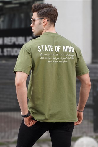 Haki Baskılı Oversize Erkek Tişört