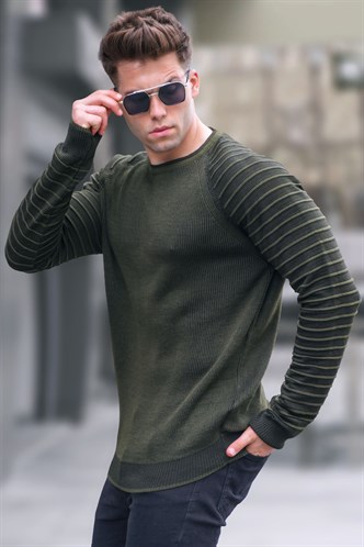 Khaki Round Neck Knitwear Sweater 5766