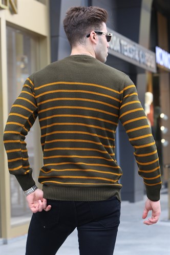 Khaki Striped Knitwear Sweater 5992