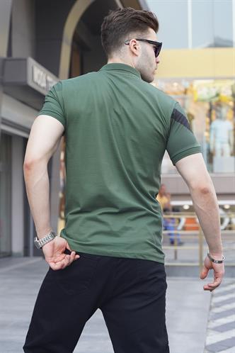 Haki Desenli Polo Yaka Erkek Tişört 6081