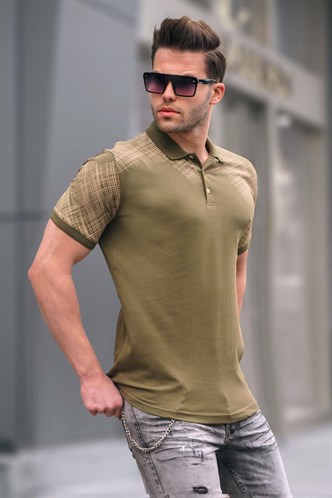 Haki Desenli Polo Yaka Erkek Tişört 6082