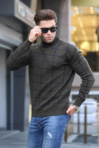 Khaki Designed Knitwear Sweater 5796