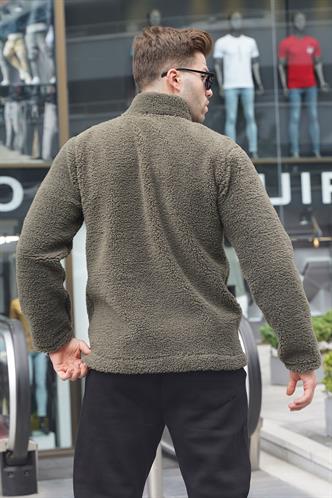 Haki Fermuarlı Peluş Sweatshirt 6152