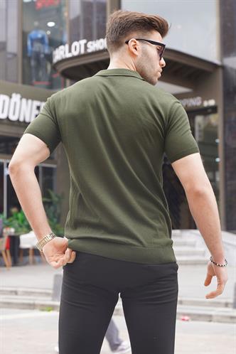 Haki Polo Yaka Triko Erkek Tişört 6353