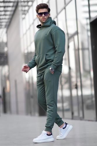 Haki Yeşil Kapüşonlu Basic Eşofman Takımı 5928