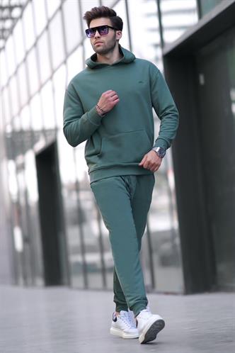 Haki Yeşil Kapüşonlu Basic Eşofman Takımı 5928
