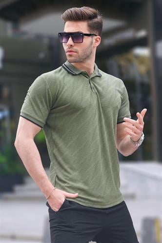 Haki Yeşil Polo Yaka Regular Fit Erkek T-shirt 6110