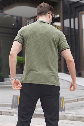 Haki Yeşil Polo Yaka Regular Fit Erkek T-shirt 6110
