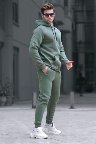 Haki Yeşili Kapşonlu Basic Eşofman Takımı 5905