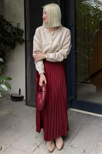 Ekru Rahat Kalıp Düğmeli Triko Kadın Hırka MG2552