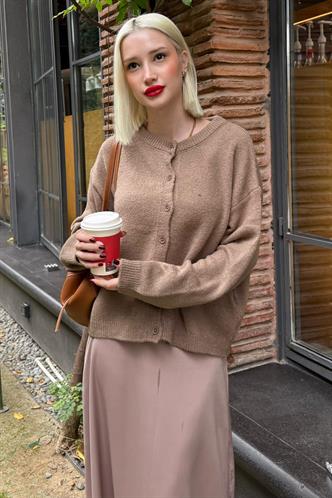 Vizon Rahat Kalıp Düğmeli Triko Kadın Hırka MG2552